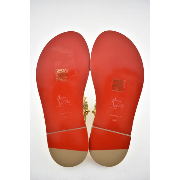 Christian Louboutin Normandie Flat Rope Gold Leather Spike Slip Slide Sandal 36 - Picture 11 of 11